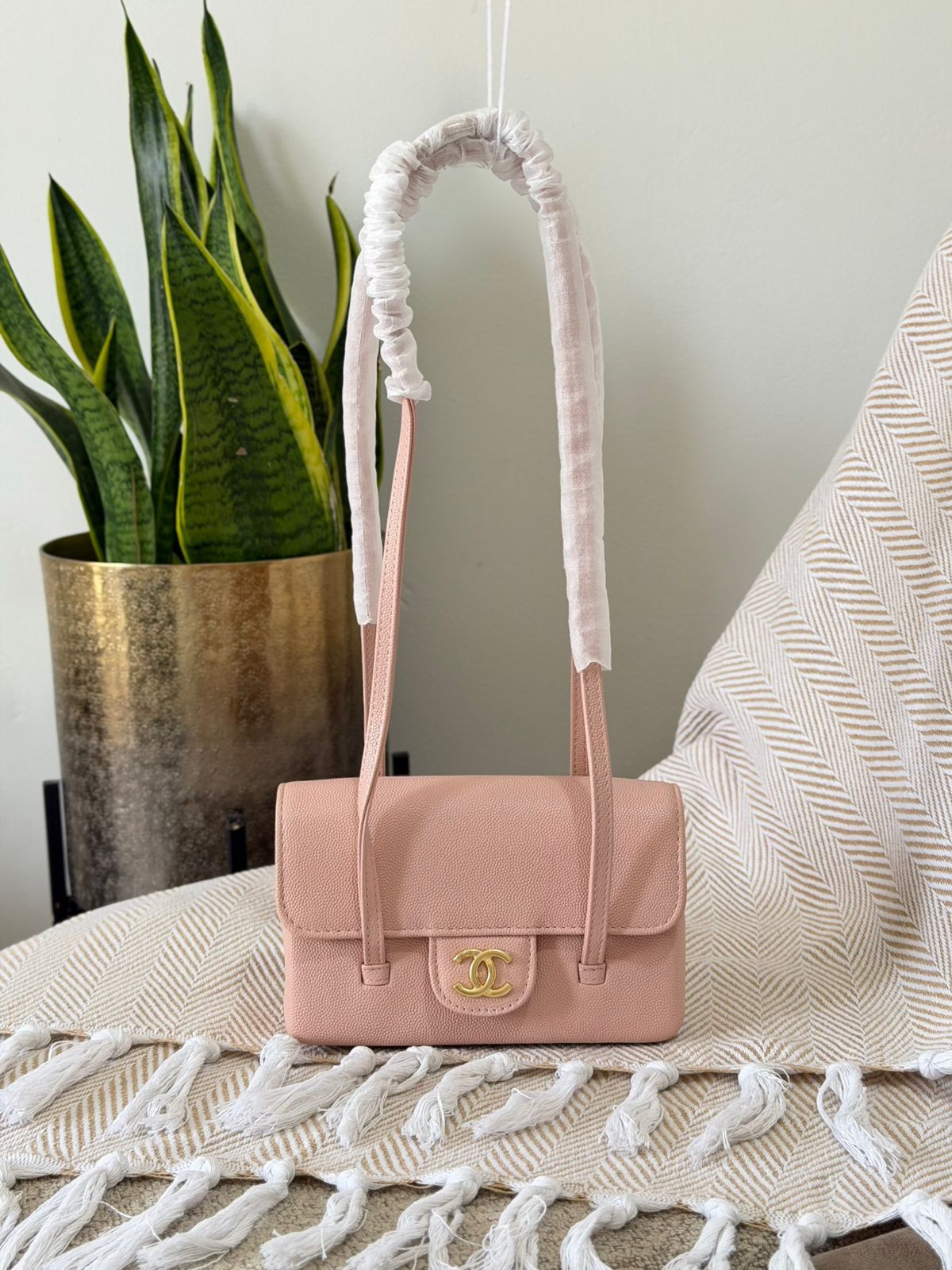 Chanel Quilted Caviar Leather Double Strap Baguette Shoulder Bag – Available in 4 Colors