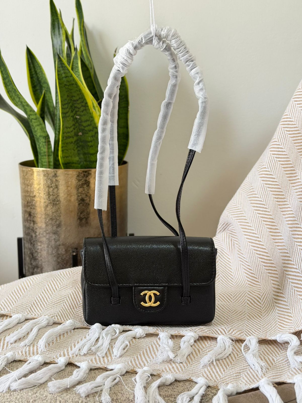 Chanel Quilted Caviar Leather Double Strap Baguette Shoulder Bag – Available in 4 Colors