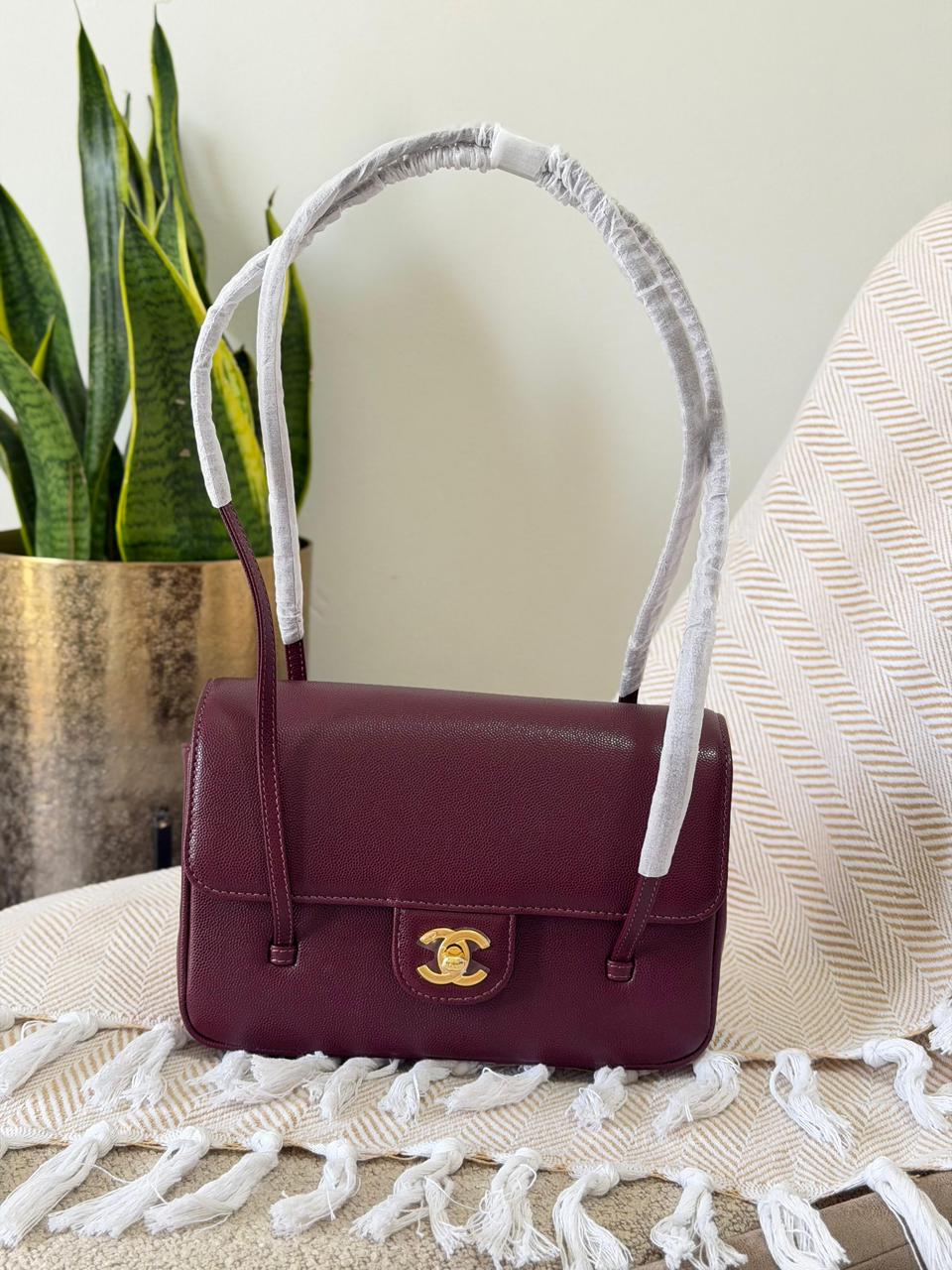 Chanel Quilted Caviar Leather Double Strap Baguette Shoulder Bag – Multi-Color Collection