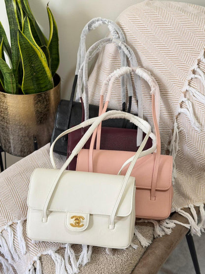 Chanel Quilted Caviar Leather Double Strap Baguette Shoulder Bag – Multi-Color Collection