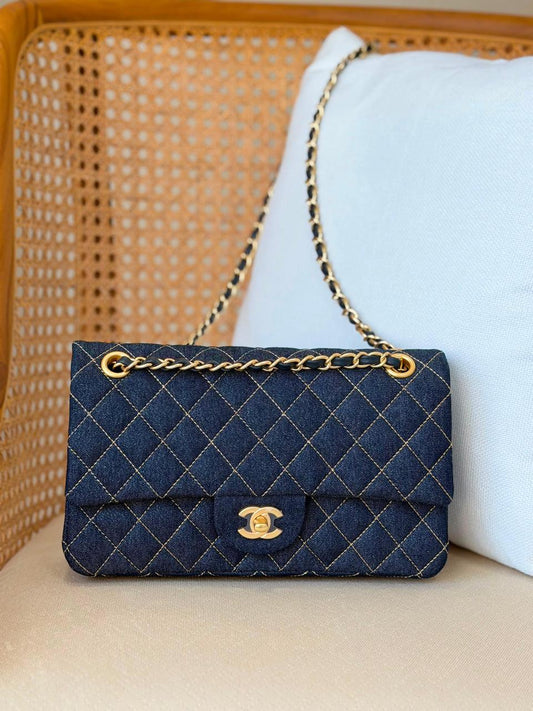 Chanel Classic Quilted Denim Medium Flap Bag – Dark Wash Blue with Gold Hardware