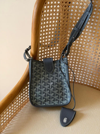 Goyardine Canvas Plumet Vertical Crossbody Pouch Bag – Available in 6 Premium Colors