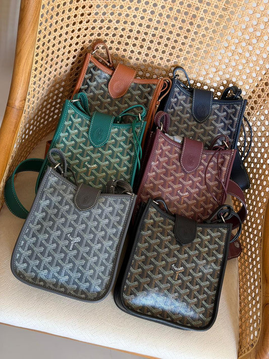 Goyardine Canvas Plumet Vertical Crossbody Pouch Bag – Available in 6 Premium Colors