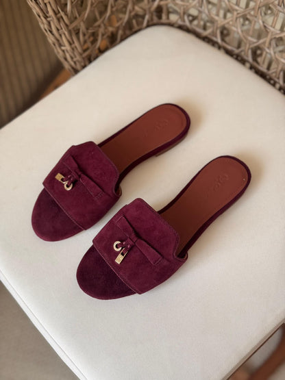 Loro Piana Rebecca Suede Flat Slide Sandals – Luxury Open-Toe Summer Sliders