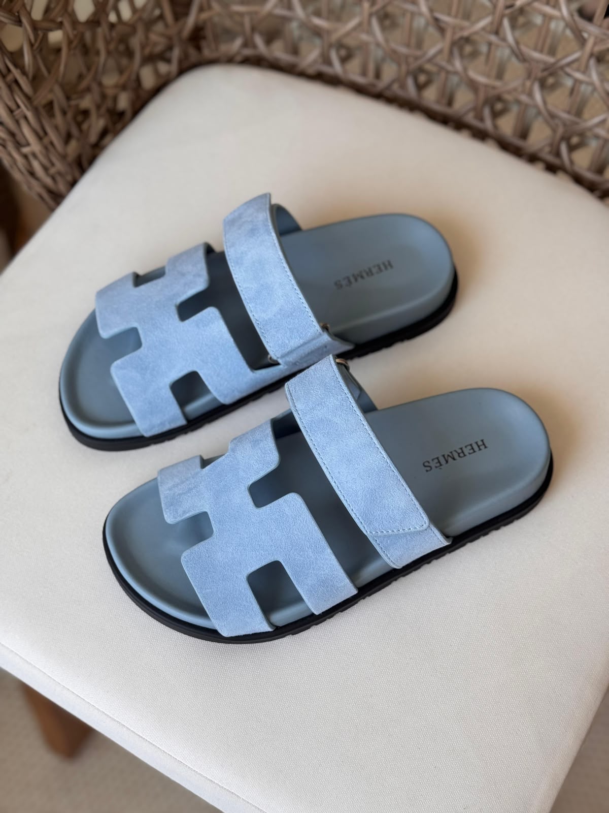 Hermès Chypre Matte Suede & Leather Flat Sandals – Ultimate Luxury Comfort Slide Collection