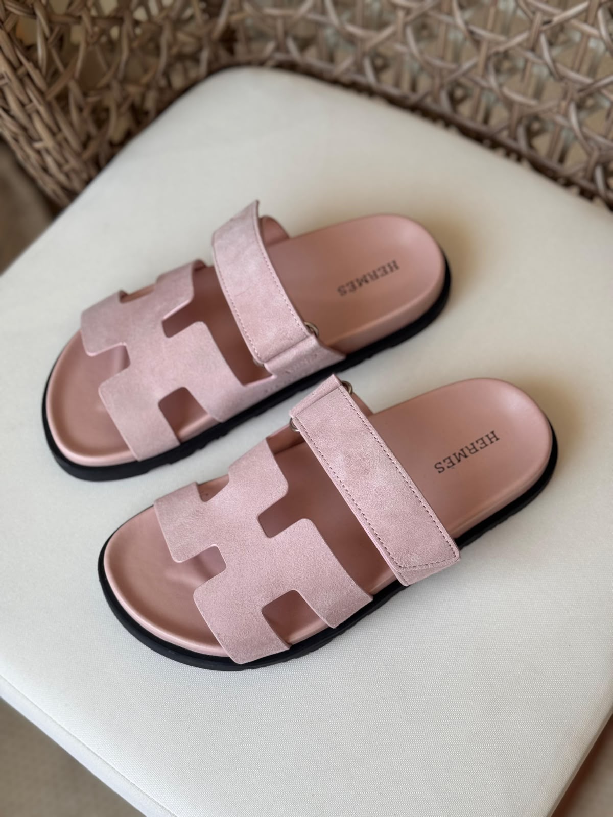 Hermès Chypre Matte Suede & Leather Flat Sandals – Ultimate Luxury Comfort Slide Collection