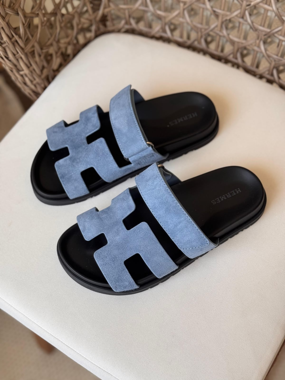 Hermès Chypre Matte Suede & Leather Flat Sandals – Ultimate Luxury Comfort Slide Collection
