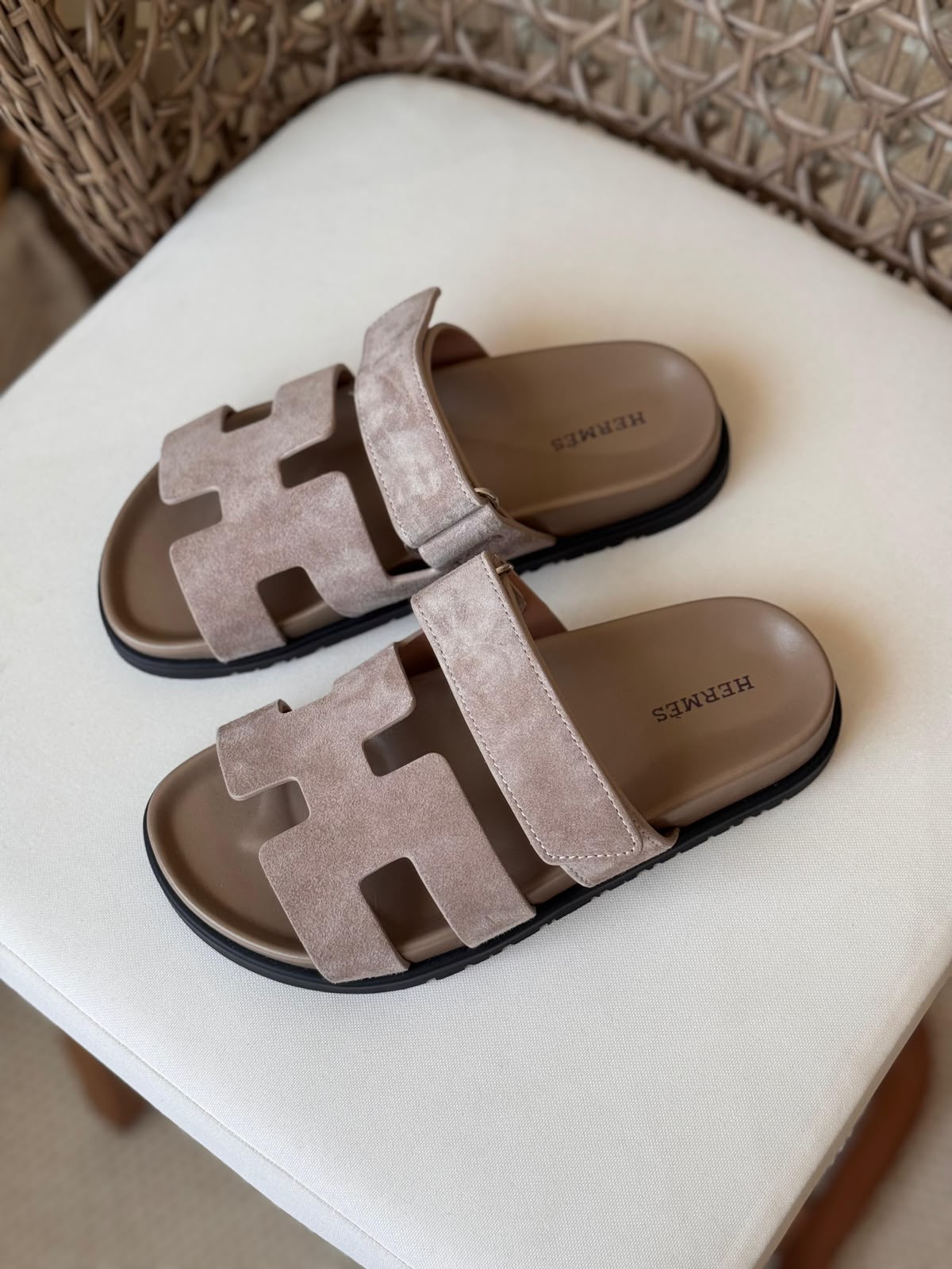 Hermès Chypre Matte Suede & Leather Flat Sandals – Ultimate Luxury Comfort Slide Collection