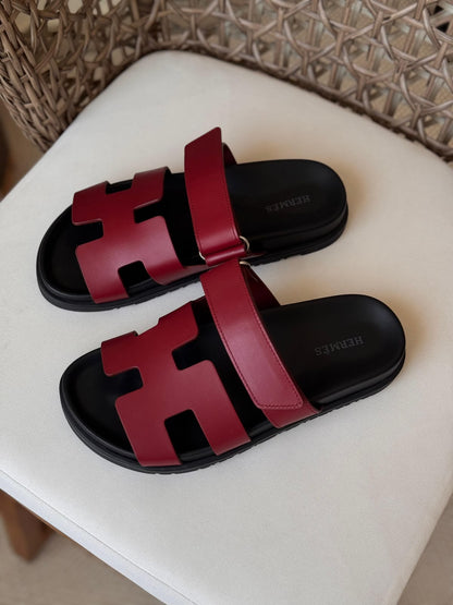 Hermès Chypre Matte Suede & Leather Flat Sandals – Ultimate Luxury Comfort Slide Collection