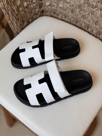 Hermès Chypre Matte Suede & Leather Flat Sandals – Ultimate Luxury Comfort Slide Collection