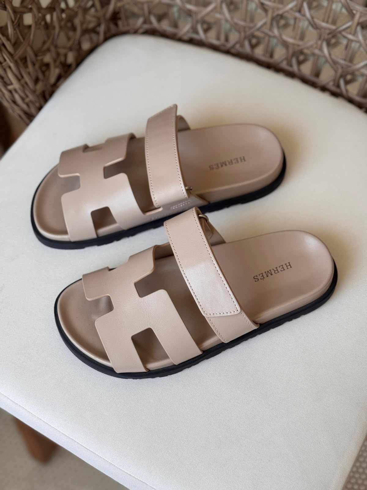 Hermès Chypre Matte Suede & Leather Flat Sandals – Ultimate Luxury Comfort Slide Collection