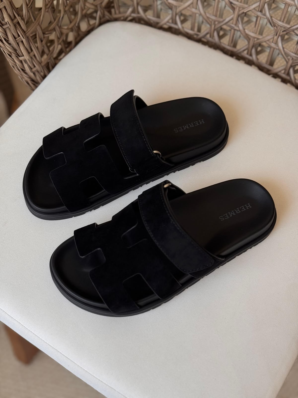 Hermès Chypre Matte Suede & Leather Flat Sandals – Ultimate Luxury Comfort Slide Collection