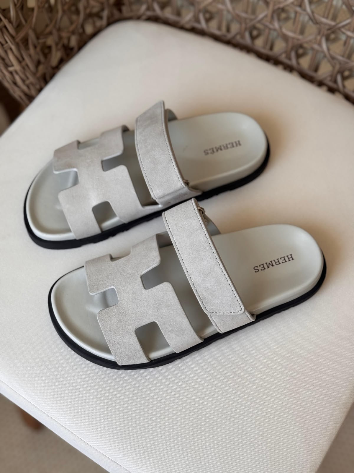 Hermès Chypre Matte Suede & Leather Flat Sandals – Ultimate Luxury Comfort Slide Collection