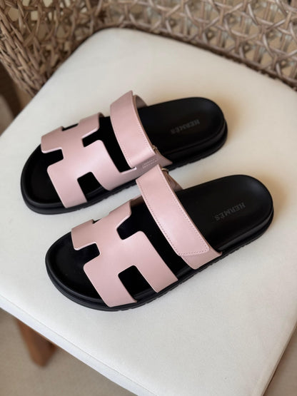 Hermès Chypre Matte Suede & Leather Flat Sandals – Ultimate Luxury Comfort Slide Collection
