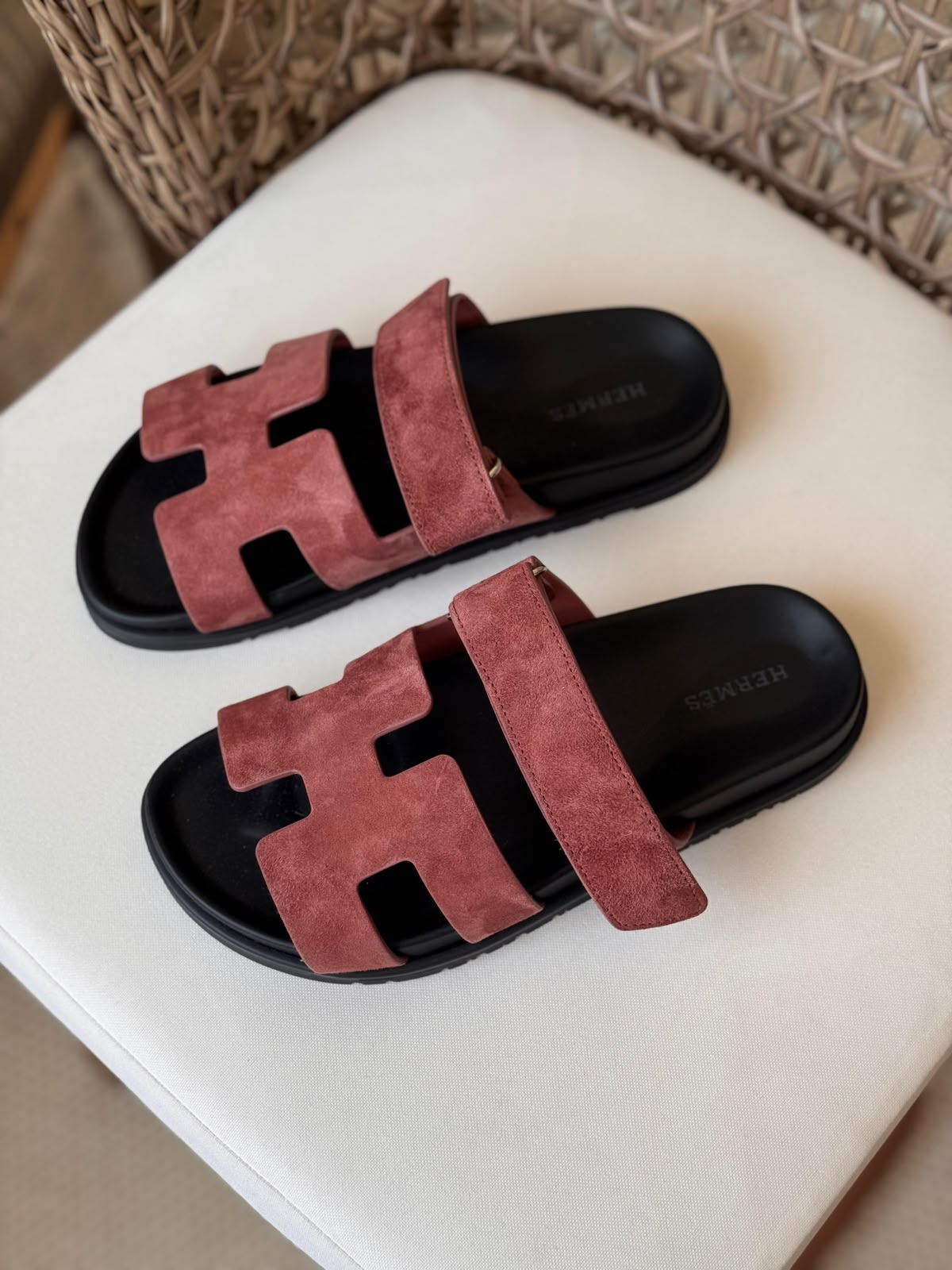 Hermès Chypre Matte Suede & Leather Flat Sandals – Ultimate Luxury Comfort Slide Collection