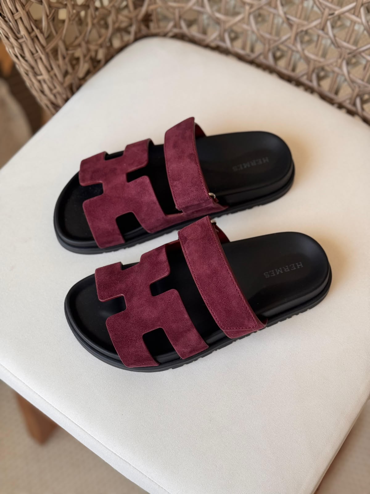 Hermès Chypre Matte Suede & Leather Flat Sandals – Ultimate Luxury Comfort Slide Collection