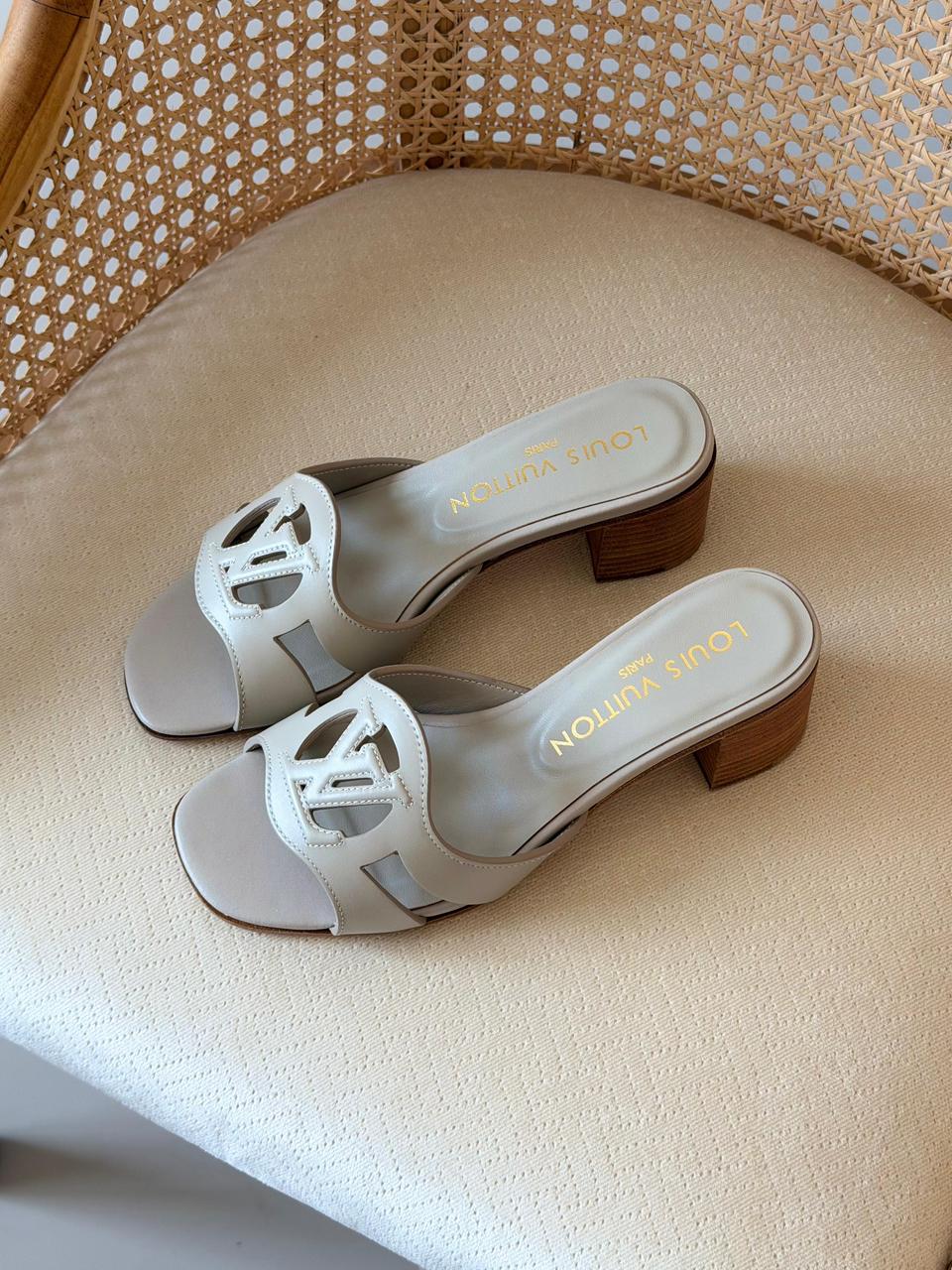 Louis Vuitton Lock It Leather Mule Slides – Premium Cut-Out LV Logo Flats & Block Heels