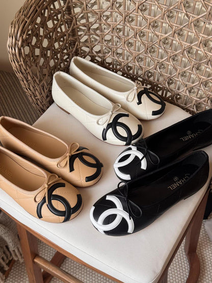 Chanel Quilted Leather Ballet Flats Collection – Available in Beige, Cream & Black